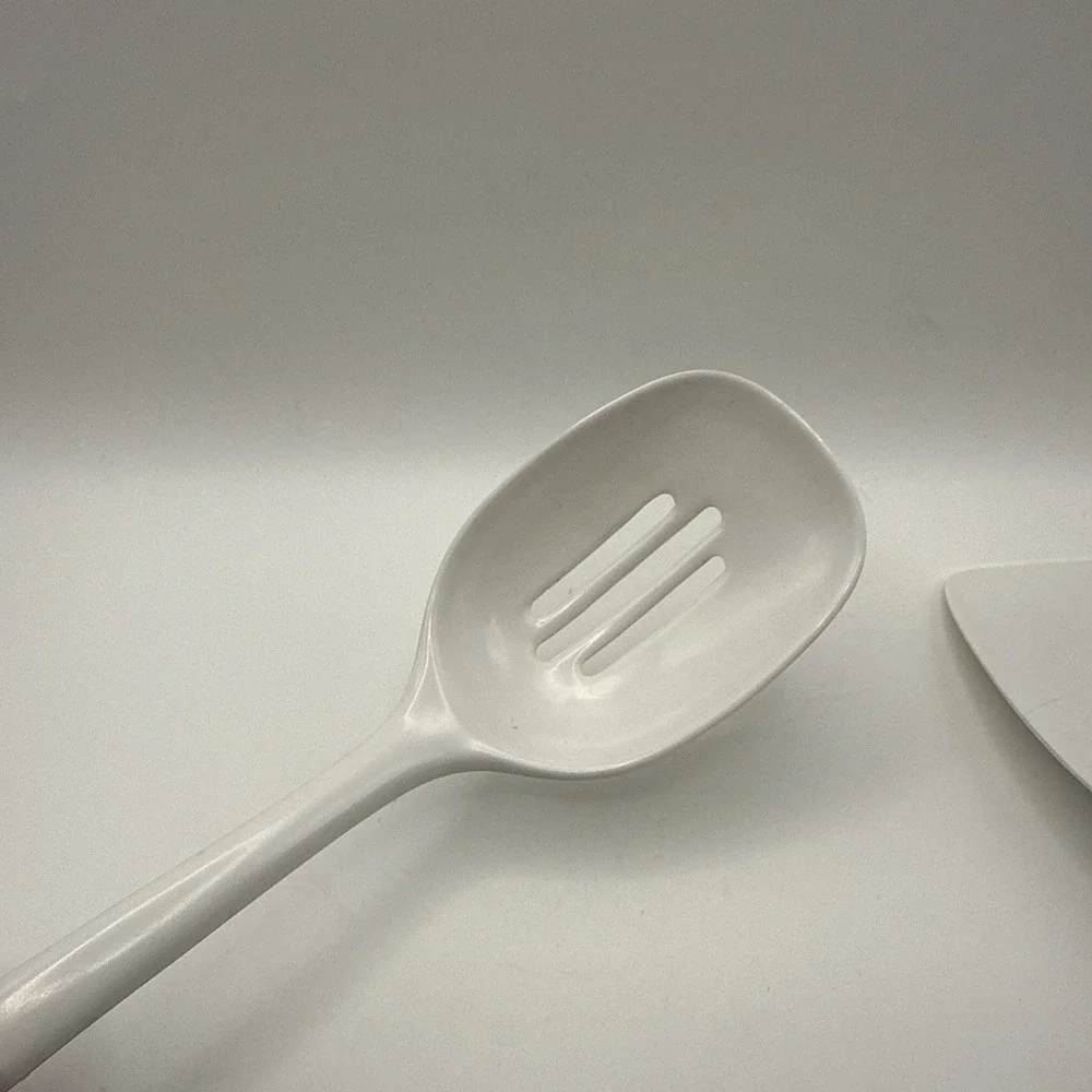Melamine ware kitchen utensils white slotted spoon solid spatula turner flipper